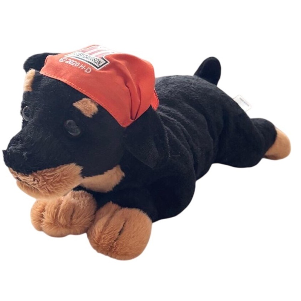 Harley Davidson Rottweiler Plush Dog  H-D #1 Orange Bandana Motorcycle